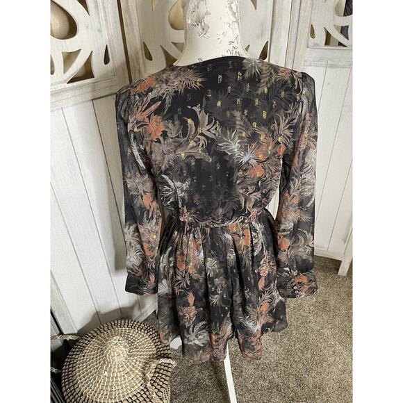 Amuse Society Midi Dress Feather Floral Dress Boho Whimsy Size Small - Picture 3 of 6